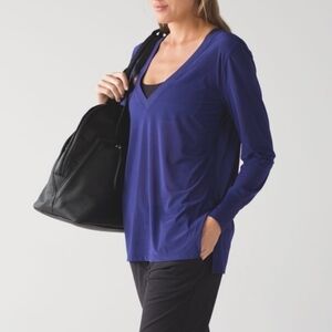 LULULEMON Get-Low Purple Relaxed Blouse with V-Neckline Size 10